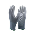 Hespax Cheap Grey PU Work Gloves Seamless Industrial